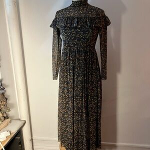 Ganni mesh floral maxi dress size small
